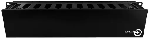 [GICE-2US] Organizador Horizontal de cableado de 2U, simple, PVC, color negro, marca Nextlink